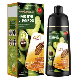 XYZCREATIVE Black Hair Dye Shampoo 3 in 1 for Women & Men 100% Gray Hair Coverage - Herbal Ingredients Natural Plant Hair Color - Hair Dye in Minutes 500ML