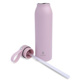Manna Bonnie Modern Flip Insulated Stainless Steel Bottle with Straw Lid and Carrying Loop - 20 Oz - Rose Whisper