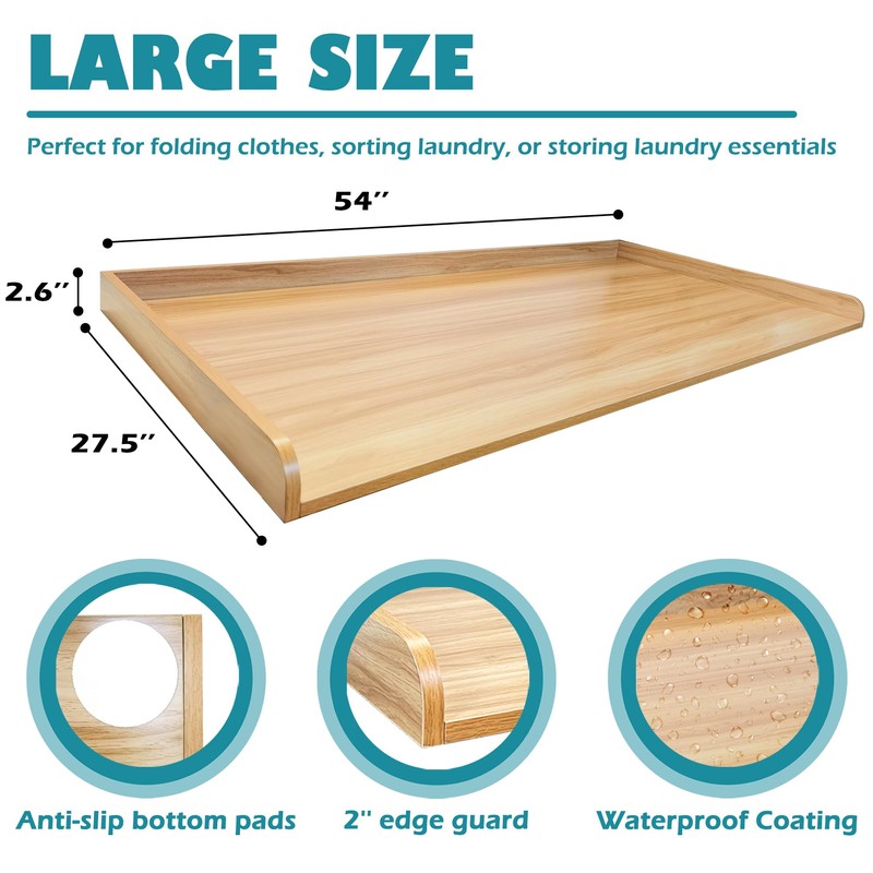 Royxen Laundry Countertop Solid Wood, Countertop for All Front-Loaded Washing