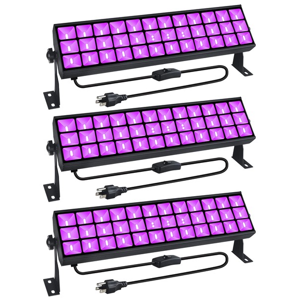 TigQiang 100W Black Light Bar, 105 LEDs, 3 Pack with