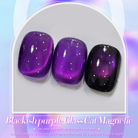 Born Pretty Born Pretty Cat Magnetic Eye Gel Nail Polish,Blackish Purple Jelly Glass Magnetic Gel Polish,Glitter Soak Off Nail Art Salon Manicure Home Gift 15ml