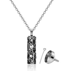 JSDDE Memorial Urn Pendant Necklace, Vintage Urn Pendant for Ashes Hair Nails, Locket Pendant for Filling, Ash Pendant Chain with Funnel Filling Kit, Crystal