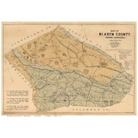 Bladen County North Carolina 1885 - Wall Map With Homeowner names Old Map Reprint