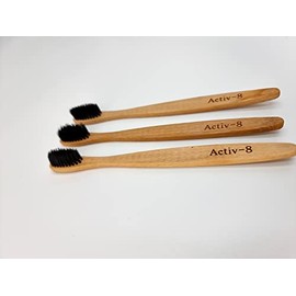 3 Pack of Eco-Friendly Charcoal Bamboo Toothbrushes l Natural Bamboo l Biodegradable Handle, BPA Free Soft Bristles.