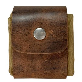 Leather and Canvas Bushcraft Bag Collapsible Waxed Canvas Foraging Pouch for Hiking