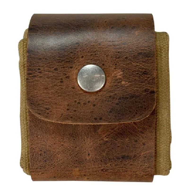 Leather and Canvas Bushcraft Bag Collapsible Waxed Canvas Foraging Pouch
