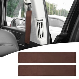 VKGUG 2 Pack Universal Car Seat Belt Pads Cover Soft Seatbelt Cover for Shoulder Pad Neck Cushion Protector Safety Strap Cover for Auto SUV Truck Airplane Brown (11.8in)