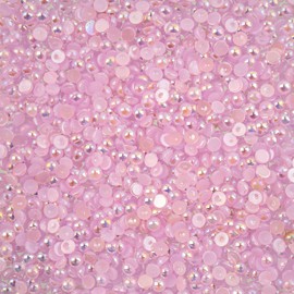 1850pcs SS12 (3mm) Crystal Lane DIY Light Purple AB Plastic Flatback Pearls for Crafting, Half Pearls Resin Rhinestones for Bedazzling Nail Art Clothing Embellishments Party Decoration Face Gems