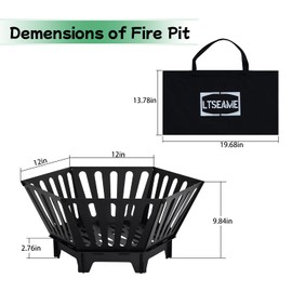 LTSEAME 22.5 inch Portable Fire Pit Outdoor Plug Fire Pit with Storage Bag Suitable for Camping, Picnic, Backyard, Garden Bonfires and Outdoor Wood Burning