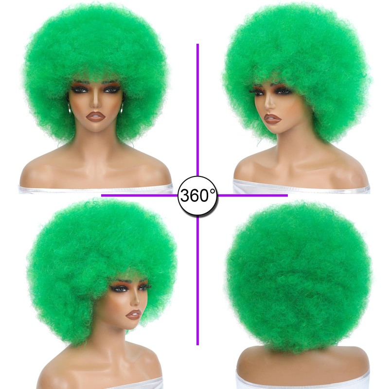 Green Afro Wigs 70s for Black Women 70s Disco Costume