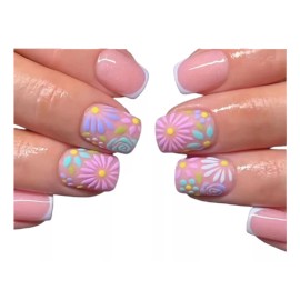 Atila Uñas Postizas Presson Adheribles 24tips Flores Mate