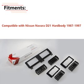 RLB-HILON Dashboard Heater Air Vent Grille Set Compatible with Nissan Navara D21 Hardbody Pickup 1986 to 1997 Year, Black Color