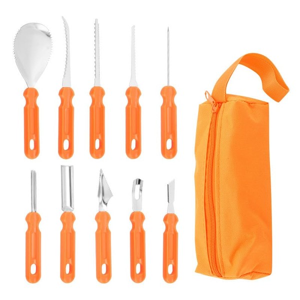 Halloween Kürbis Schnitzset, 10 Stück Kürbis Schnitzwerkzeug Set, Edelstahl Kürbis