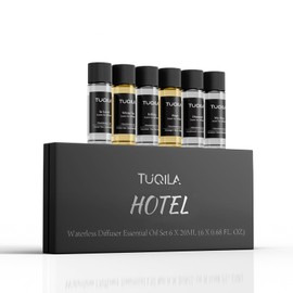 Tuqila Waterless Diffuser Essential Oil Set(6X 20mL), Hotel Luxury Aroma Scent Oil My Way, Diamond, Hope, Infinity, White Tea, Usage Cold Air Diffuser Oils Aromatherapy for Home, Office, Car