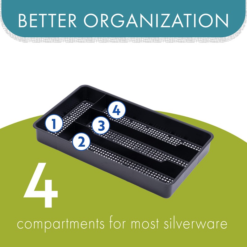 Dial Industries Small Cutlery, Utensil, Silverware Kitchen Drawer Organizer Tray,