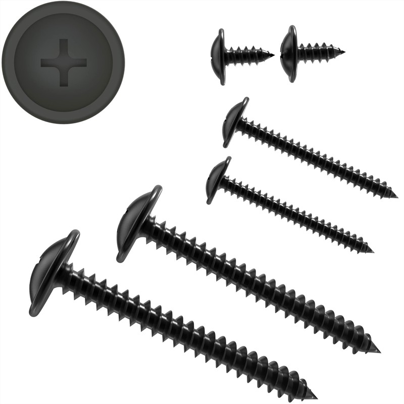 100 AUPROTEC Tapping Screws Phillips Flat Head with Washer Black