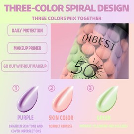 2PCS 3 In 1 Primer for Face Before Makeup - One Step Color Corrector Primer - SPF 50 Sunscreen Isolation Cream - Oil Control Moisturizing Isolation Cream - Color Correcting Facial Serum