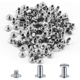 KUBDPQOR Book Screws, Set of 200 / 100 Connection Screws, Book Screws 5 mm & Sleeve Nut M5, Screw Rivets for Leather, Belt Screws, Furniture Screws, Screw Rivets, Sleeve Screws (5 x 10 mm)