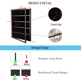 Odjaraye Graded Sports Card Display Case - 35 Baseball Card Display Case - Lockable Trading Card Frame Wall Display with UV Protection for Football Basketball Hockey Cards,Black