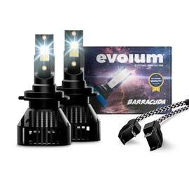 Evolum Barracuda - Luces Led para Auto - 11,000 lumenes - Faros para Coche - Sistema Can Bus - Resistencia al Agua - Haz de luz Perfecto - Cuerpo de Aluminio de Alta Calidad - Luz Blanca (H7)