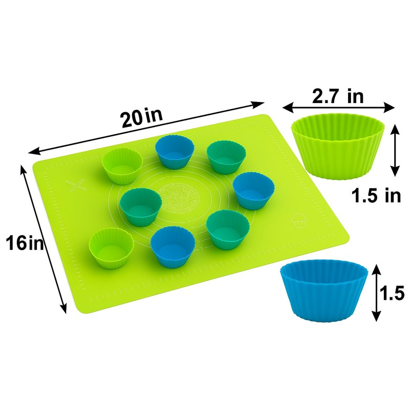 Silicone Baking Set with Silicone Baking Mat (12” x 16”)