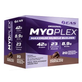 EAS Original Myoplex Maximum Muscle Builder | Meal Replacement Protein Drink Mix | Quality Protein Blend | 42g Protein | 20 Individual Packets (Double Rich Chocolate)