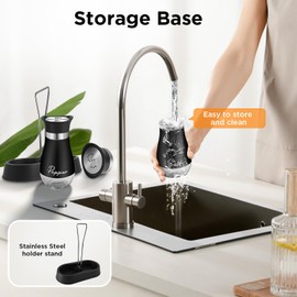 Salt and Pepper Shakers, Farmhouse Salt and Pepper Shakers Set with Holder, electroplated Handle, 4 oz Stainless Steel Glass Bottle Dispenser, for Table, RV, Camp, BBQ (Black)