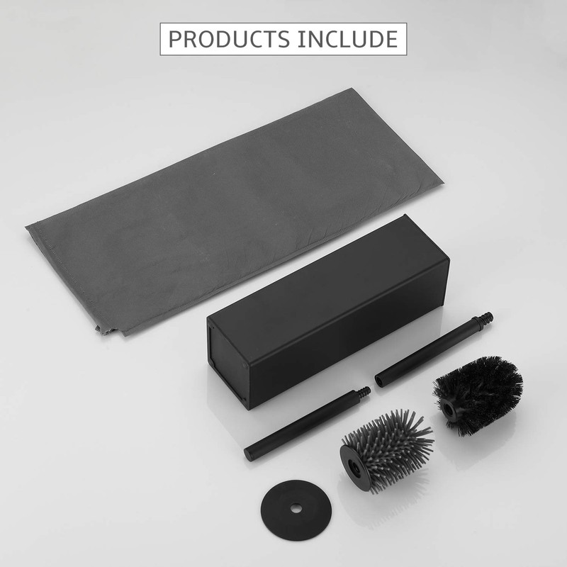 BGL Metal Toilet Brush Holder, Standing Black Toilet Brush, Square