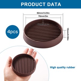 VooGenzek 4 Pieces 7.6 cm Round Non-Slip Furniture Coasters, Rubber Furniture Coasters, Hardwood Floors for Bed, Cabinet, Sofa, Chair, Table, Piano, Brown