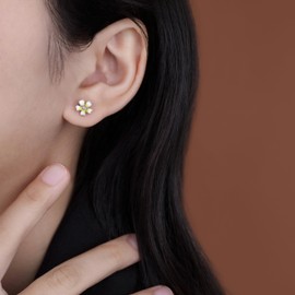 Reffeer Solid 925 Sterling Silver Plumeria Flower Stud Earrings for Women Earrings Girls Tiny Flower Stud Earrings (A-Silver)