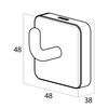 Tiger Onu, Towel hook large, Brushed stainless steel, 38x48x48mm