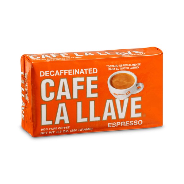 Cafe La Llave Decaf Espresso Dark Roast Coffee, 8.8 Ounce (Pack of 12)