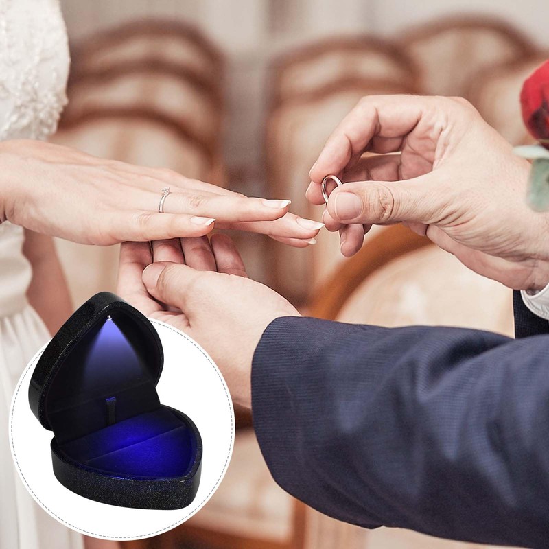 Homirty Heart Shape Ring Box with LED Light, Jewelry Display