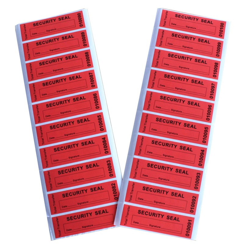 100pcs 30x90 mm Red 100% Total Transfer Tamper Evident Security