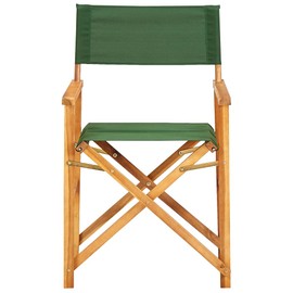 vidaXL Portable Director's Chair - Foldable Design, Solid Acacia Wood, Weather-Resistant, Green Fabric Seat and Backrest, Suitable for Camping, Beach & Sports Events