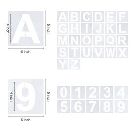 Haakong 4 Inch Letter Stencils 36Pcs Alphabet Numbers Reusable Plastic Stencils for Painting on Wood Wall Canvas DIY Art Projects