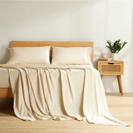 SLEEP ZONE Queen Sheets Beige - Super Soft Sheets for Queen Size Bed, 4 Pieces Hotel Luxury Queen Sheet Set, Easy Care Microfiber Bed Sheet Set