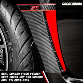 GOGOCARBON Fender Add-on Cover Trim fit for SUBARU WRX STI/STI 2008-2014 Real Dry Carbon Exterior Overlay Lightweight Strong with UV-Resistant Clear Coating Decorative Trim(2PCS/PAIR)