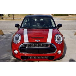The Pixel Hut White with Black Hood Stripes Laminated for Mini Cooper 2014-2024 Exact Fit