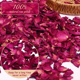 100g Blütenblätter Natürliche Getrocknete Rosenblätter Blütenkonfetti Hochzeit Getrocknete Rosenblätter umweltfreundlich und Abbaubar, für Fußbad Körperbad Spa Hochzeit Konfetti Heimduft DIY