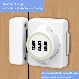 Mechanical Password Cabinet Lock, Keyless Combination Door Lock, Zinc Alloy, 3-Digit Password Door Lock, with Fluorescence Circle, White