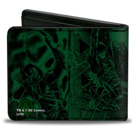 Buckle-Down Men's PU Bifold Wallet Arrow Profile/Poses Have You SEEN This Man Green/Black, Multicolor, 4.0" x 3.5"