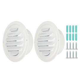PATIKIL 4 Inch Round Air Vents, 2 Pcs Outlet Vents Cover Bulk Cover 304 Stainless Steel Louver Grille Cover Ducting Air Ventilation Wall Vent Cover for Ceiling Mount Bathroom Vent, White