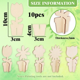 10pcs DIY 3D Flower Spring Wood Crafts to Paint,DIY Paintable Unfinished Wooden Slices for Craft Cutouts Ornaments for Painting Spring Decorations (Flower)