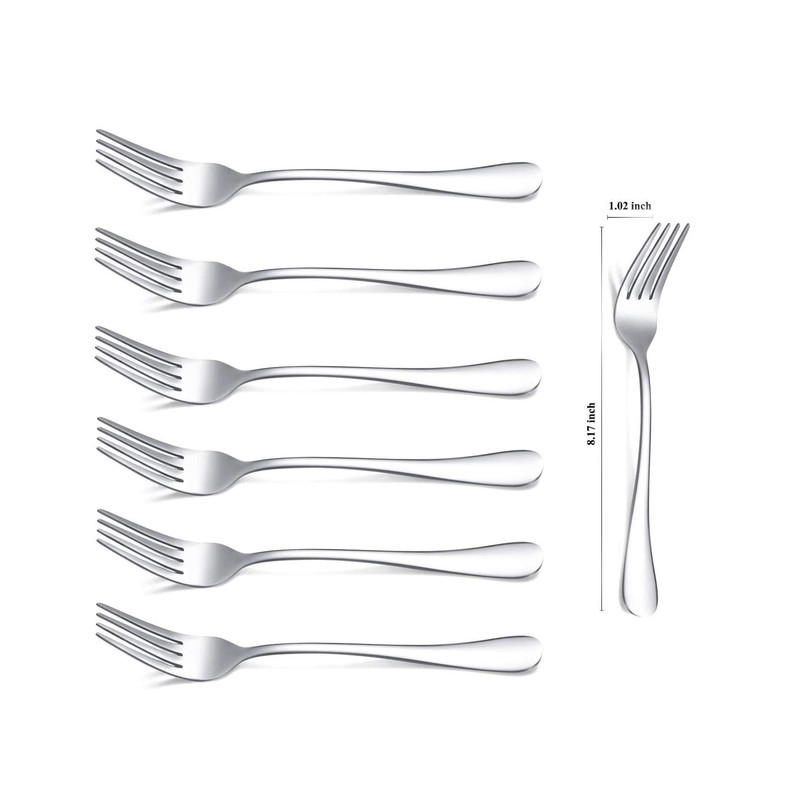 Kyraton Dinner Fork 6 Pieces, Stainless Steel 20.5cm Forks Silverware,