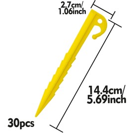 SZCXDKJ 30 Pcs Plastic Tent Pegs, Heavy Duty Plastic Tent Nails for Fixing Camping Tent Rain Tarps Garden Weed Mat