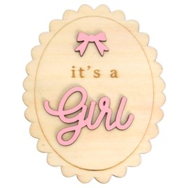 Boho It's A Girl Sign - Wooden Gender Reveal Sign,He or She Photography Prop,Wooden Newborn Welcome Board for New Girls (pink)