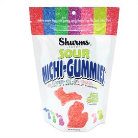 Sour Michi-Gummies Shurms Michigan Shaped Fruit Flavored Gummy Candy - 8 oz Bag