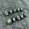 Short Press on Nails Handmade Nails 10Pcs Palace Style Green