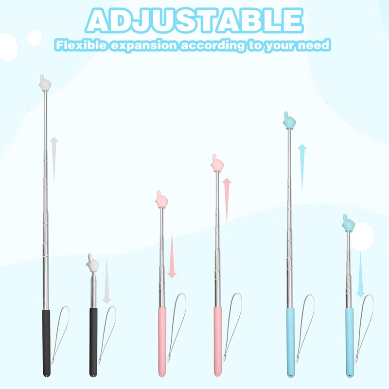 3 Pieces Teacher Pointer Finger, Telescopic Pointer Rod, Hand Hand